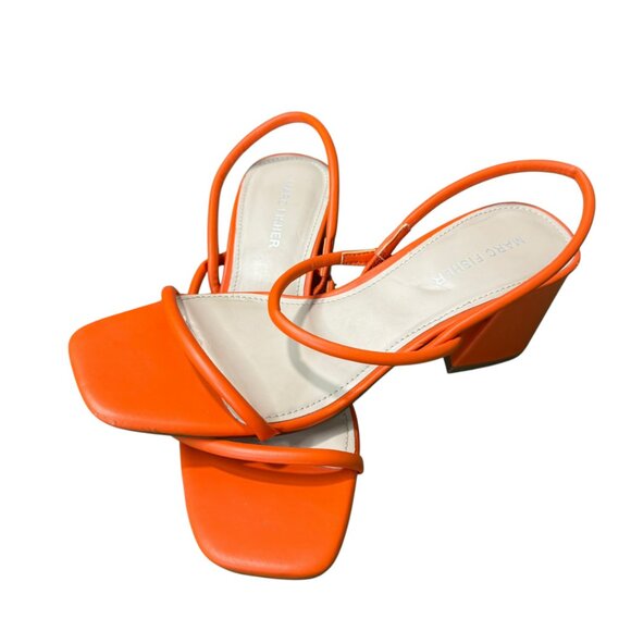 Marc Fisher Strappy Block Heel Sandals - Galvin RTB Orange | Size 7.5 - Picture 2 of 6